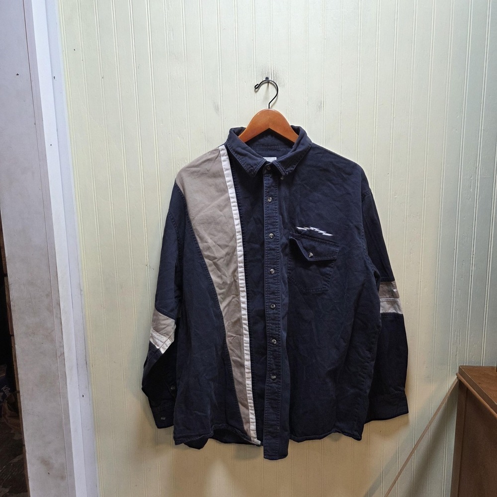 Express Rider Shirt Mens 2XL Blue Colorblock Long Sleeve Button-Up Western